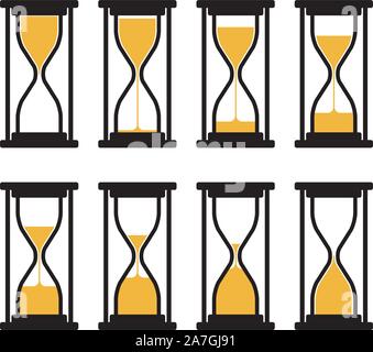 Vector collection de symboles abstraits réveil hourglass isolé sur fond whie. Compte à rebours sand montre. ensemble d'icônes du sablier Illustration de Vecteur
