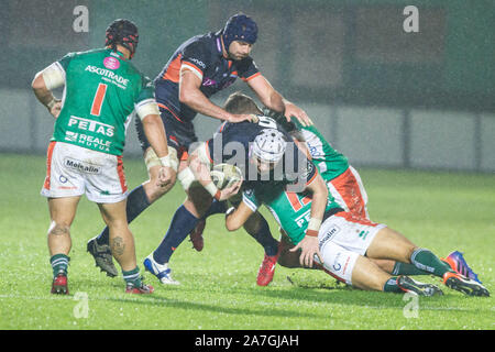 Treviso, Italie. 09Th Nov, 2019. Fraser mckenzie (Edimbourg) et Lewis Carmichael (Edimbourg) au cours de Benetton Treviso vs Edinburgh Rugby - Rugby Pro 14 Guinness - Crédit : LPS/Alfio Guarise/Alamy Live News Banque D'Images