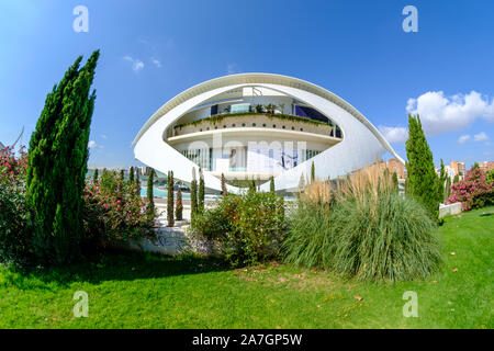 El Palau de les Arts Reina Sofia, par l'architecte Santiago Calatrava, dans la Cité des Arts et des Sciences de Valence, Espagne Banque D'Images