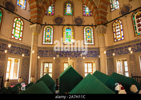 L'intérieur de la fin du xvie siècle tombe du sultan Murad III dans la tombe de la Cour des Sultans sur le côté de Ayasofia, ou Hagia Sofia, en Banque D'Images