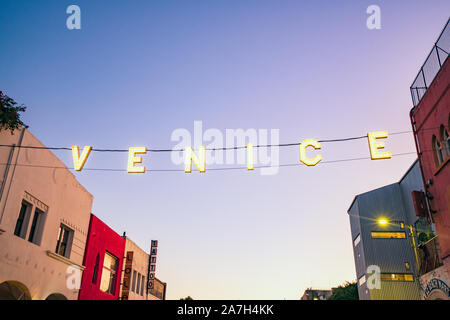 Venice Beach signer à Los Angeles en Californie Banque D'Images