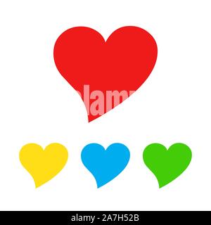 Ensemble de Cœur de couleur des icônes. Vector icône en forme de Cœur. En forme de coeur style plat. Symboles de l'amour isolé. Illustration de Vecteur