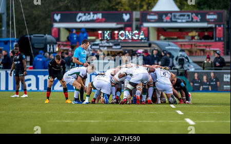 Londres, Royaume-Uni. 09Th Nov, 2019. Au cours de la mêlée des London Irish Gallagher Premiership match de rugby entre sarrasins et London Irish à l'Allianz Park, Londres, Angleterre. Photo par Phil Hutchinson. Credit : UK Sports Photos Ltd/Alamy Live News Banque D'Images