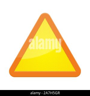 Triangle vecteur isolé. Bouton triangle lumineux jaune. Bouton en pointillé dans pop art design. Illustration de Vecteur