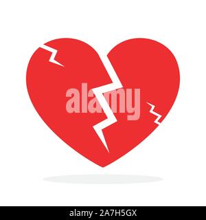 Cœur brisé icône - vecteur. Icône de cœur rouge en télévision style. Symboles de l'amour brisé. Illustration de Vecteur