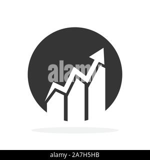 L'icône graphique vectoriel dans un cercle. Télévision icône Diagramme ou icône graphique isolé. Tableau noir l'icône de barre de plus en plus. Illustration de Vecteur