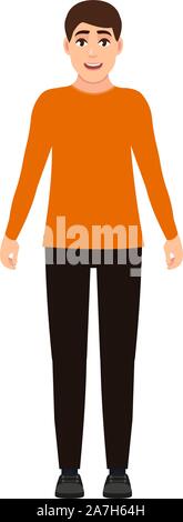 Heureux jeune homme en style plat vector illustration isolé sur fond blanc. Illustration de Vecteur