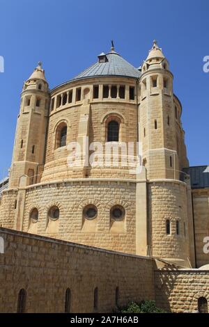 Israël. Jérusalem. Itabaiana HAGIA MARIA , DONDE SEGUN LA TRADICION tuvo lugar LA DORMICION DE LA VIRGEN. MARIA, POR LO QUE ANTIGUAMENTE SE LA CONOCIA POR LA ABADIA DE LA DORMICION , UBICADA EN EL MONTE SION. 1910 extérieur. Banque D'Images