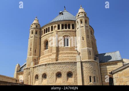 Israël. Jérusalem. Itabaiana HAGIA MARIA , DONDE SEGUN LA TRADICION tuvo lugar LA DORMICION DE LA VIRGEN. MARIA , POR LO QUE ANTIGUAMENTE SE LA CONOCIA POR LA ABADIA DE LA DORMICION , UBICADA EN EL MONTE SION. 1910 extérieur. Banque D'Images