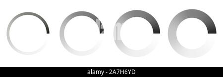 Vector icons set de chargement. Icônes de charge noir isolé. L'icône de chargement. L'icône du chargeur cercle Illustration de Vecteur