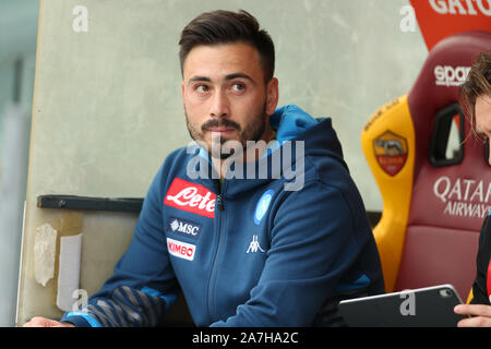 Rome, Italie. 09Th Nov, 2019. Davide Ancelotti ( Naples ) sur l'entraîneur adjoint benc due à Carlo Cancelotti disqualification, au cours de la Serie A match entre l'AS Roma SS et SSC Napoli au Stadio Olimpico, le 2 novembre 2019 à Rome, Italie. Battre Rome Naples par 2-1 à la 11e ronde de Campionato Italiano di Serie A (Photo par Giuseppe Fama/Pacific Press) Credit : Pacific Press Agency/Alamy Live News Banque D'Images