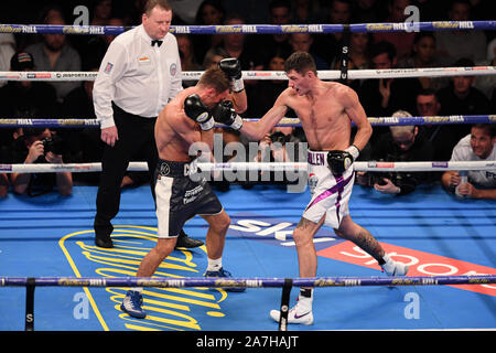 Manchester, UK. 02 Nov, 2019. Felix Paiement vs Jack Cullen - Championnat de poids moyen du Commonwealth pendant sous carte combat de Katie Taylor vs Christina Linardatou à la Manchester Arena le samedi, Novembre 02, 2019 à MANCHESTER UNITED KINGDOM. Credit : Taka G Wu/Alamy Live News Banque D'Images