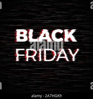 Le vendredi noir vente badge avec effet glitch Illustration de Vecteur