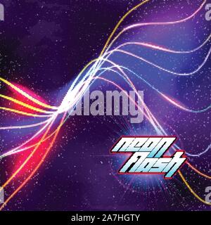 Neon lignes Nouvelle vague rétro arrière-plan avec 80s style vhs Illustration de Vecteur