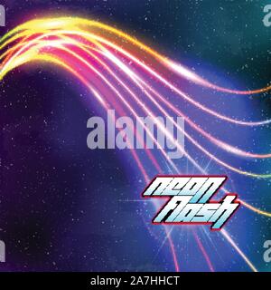 Neon lignes Nouvelle vague rétro arrière-plan avec 80s style vhs Illustration de Vecteur