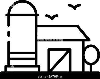 Grange de ferme, l'icône de style contour Illustration de Vecteur