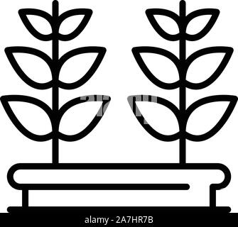 Plante en pot, l'icône de la fenêtre Style contour Illustration de Vecteur