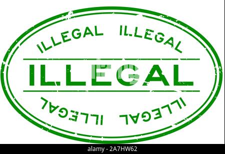 Grunge green mot illicite joint en caoutchouc ovale stamp sur fond blanc Illustration de Vecteur