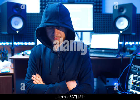 Hacker à Hood, réseau internet, criminel spy Banque D'Images