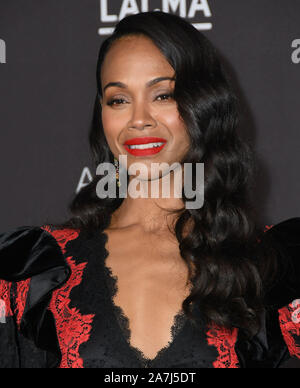 Le 2 novembre 2019, Los Angeles, Californie, USA : 02 novembre 2019 - Los Angeles, Californie - Zoe Saldana. 2019 LACMA Art  + Film Gala présenté par Gucci tenu au LACMA. Crédit photo : Birdie Thompson/AdMedia (crédit Image : © Birdie Thompson/AdMedia via Zuma sur le fil) Banque D'Images