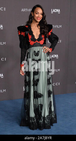 Los Angeles, United States. 2e Nov, 2019. Zoe Saldana assiste à la neuvième édition de l'Art LACMA gala Film Betye Saar et Alfonso Cuaron au Los Angeles County Museum of Art de Los Angeles, le vendredi 2 novembre, 2019. Photo par Jim Ruymen/UPI UPI : Crédit/Alamy Live News Banque D'Images