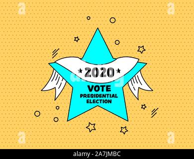 Voter 2020 memphis bannière style pop art design Illustration de Vecteur