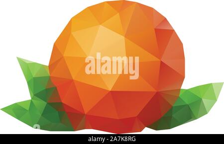 Géométrique abstraite avec des fruits orange vert feuilles fabriqués à partir de polygones. Illustration de Vecteur