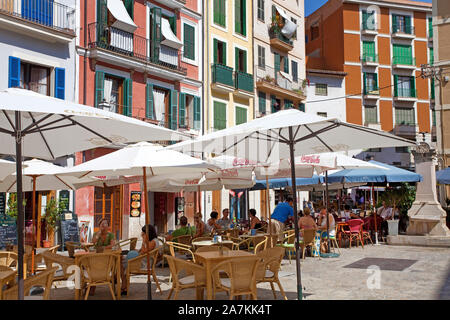 Café de la rue dans la vieille ville de Palma, Majorque, Palma de Majorque, îles Baléares, Espagne Banque D'Images