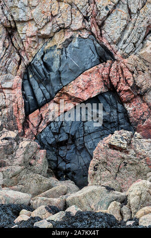 Gneiss Lewisian métamorphique Polin, plage, près de Kinlochbervie, Sutherland, Highland, Scotland Banque D'Images