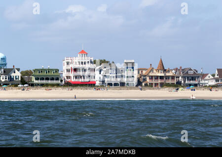 Une vue sur l'avenue Beach, Cape May, New Jersey, de l'Océan Atlantique Banque D'Images