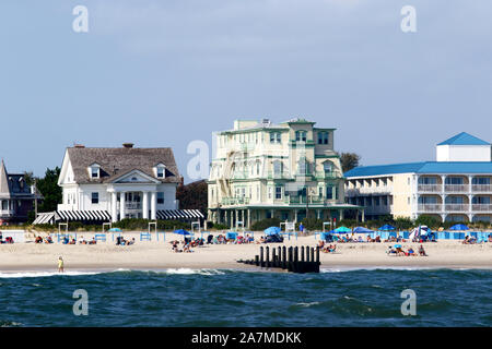 Une vue sur l'avenue Beach, Cape May, New Jersey, de l'Océan Atlantique Banque D'Images