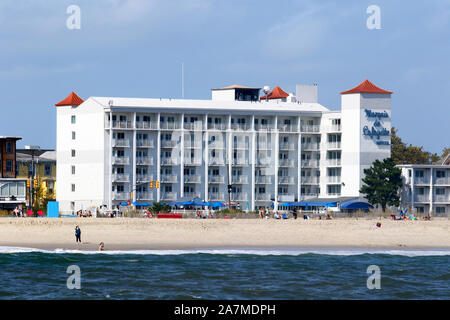 Le Marquis de Lafayette Hotel, vue de l'océan Atlantique, Cape May, New Jersey, USA Banque D'Images