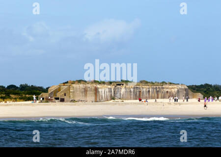 La batterie 223 était une batterie de 6 pouces qui faisait partie des défenses côtières autour de la baie de Delaware pendant la Seconde Guerre mondiale Cape May point State Park, NJ, États-Unis Banque D'Images