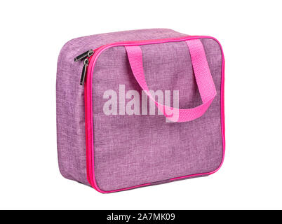 Womens sac en tissu rose isolé sur fond blanc Banque D'Images