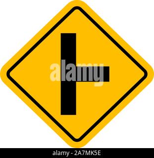 Side Road bon vecteur contexte - panneau de circulation jaune diamant board signal pour avertir les conducteurs de tourner. Illustration de Vecteur