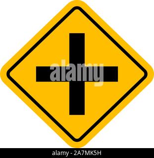 Croisée des chemins de l'avenir - panneau d'avertissement de trafic l'illustration vectorielle. Conseil du diamant jaune. Illustration de Vecteur