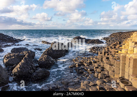 Giant's Causeway vue de l'après-midi, Nord de l'Irlande, Royaume-Uni Banque D'Images