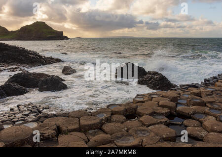 Giant's Causeway vue de l'après-midi, Nord de l'Irlande, Royaume-Uni Banque D'Images