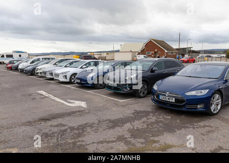 Sud Ouest les propriétaires de véhicules électriques rencontrez en Exmouth, Devon, UK Banque D'Images