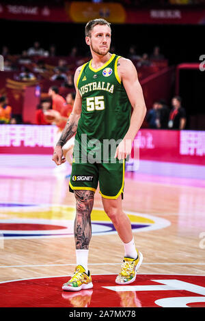 Photo de Mitch Creek de l'Australie à l'Espagne contre l'Australie 2019 demi-finale de la Coupe du Monde de Basket-ball de la FIBA à Beijing, Chine, 13 septembre 2019. Banque D'Images