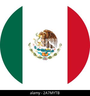 Drapeau Mexicain icône ronde ou autocollant du drapeau mexique -illustration vectorielle,Badge,autocollant, étiquette, papier peint fond,bannière, symbole, icône etc. Illustration de Vecteur
