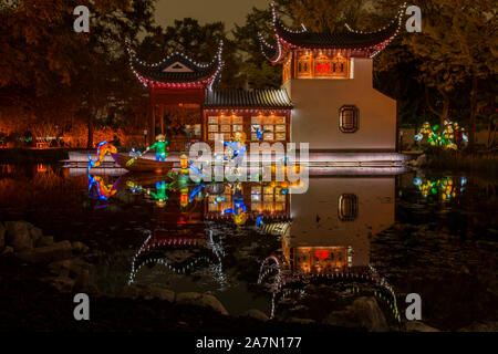 Jardin botanique de Montréal, festival lumière 2019 Chinois Banque D'Images