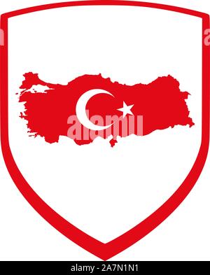 La Turquie moderne carte drapeau icône de bouclier vector illustration Illustration de Vecteur