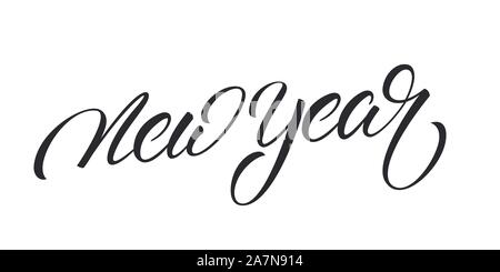 Nouvelle Année calligraphie. Étiquette pour lettrage fête du Nouvel An Illustration de Vecteur