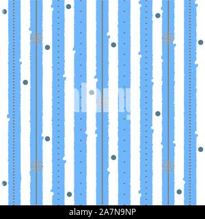 Confettis scintillants or points et flocons. Modèle sans couture. Rayures bleues sur fond blanc. Fête rétro arrière-plan. Maison de vacances Carte de vœux. Mer Illustration de Vecteur