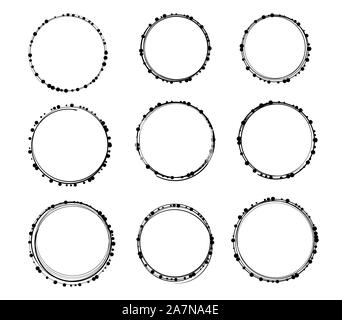 Ensemble de neuf cadres rond noir avec points décoratifs pour votre conception Illustration de Vecteur