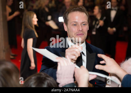 Glasgow, Royaume-Uni. 3 novembre 2019. Sur la photo : Sam Heughan. Des scènes de l'Écossais annuel BAFTAs au Doubletree Hilton Hotel. Crédit : Colin Fisher/Alamy Live News Banque D'Images