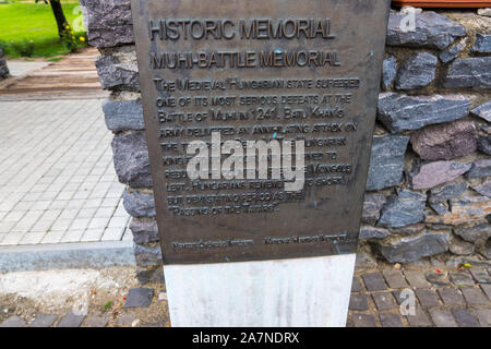 Muhi, Hongrie - le 08 août 2019 : la bataille de Mohi national memorial à Muhi, Hongrie Banque D'Images