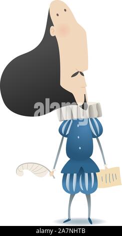 William Shakespeare cartoon illustration Illustration de Vecteur