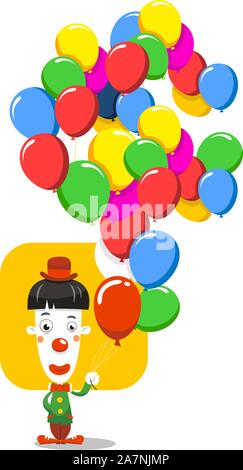 Clown holding balloons. Illustration de Vecteur